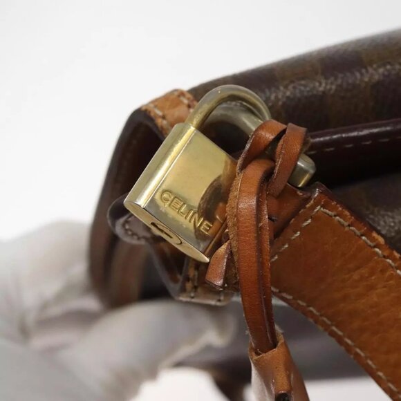 CELINE Macadam Canvas Shoulder Bag PVC Leather Brown Gold Auth BD091 - Picture 10 of 16